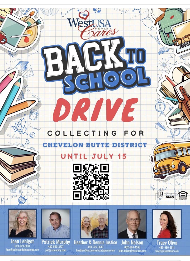 WestUSA Realty Cares Back to School Drive Collecting for Chevelon Butte District until July 15